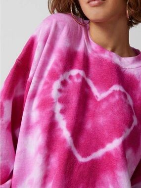 Purple + pink Urban Renewal Remade Heart Tie Dye Crew Neck Sweatshirt (Together)